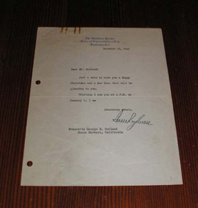 Sam Rayburn Autograph Letter