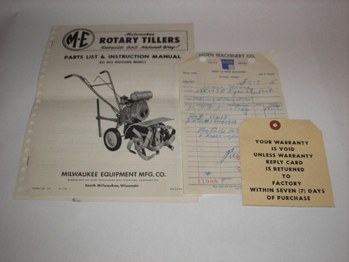 Milwaukee Rotary Tillers Parts List & Instruction Manual