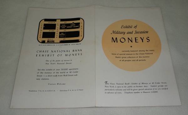 Exhibit of Nilitary and Invasion Moneys, Chase National Bank 