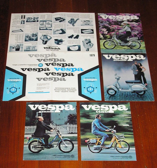 1979 Vespa Scooter Literature, five pieces