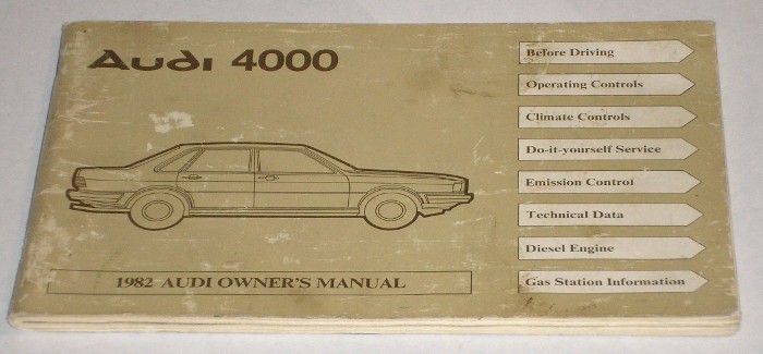 1982 Audi 4000 Owner's Manual