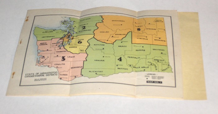 State Of Washington Political Maps Showing Congressional, Legislative and Judicial Districts	1940s