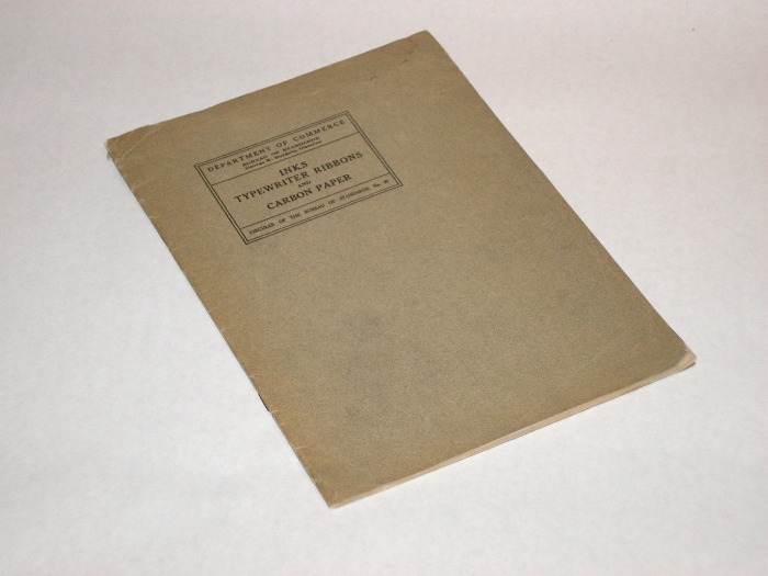 Inks, Typewriter Ribbons and Carbon Paper, Burgess, George K., Director Bureau Of Standards