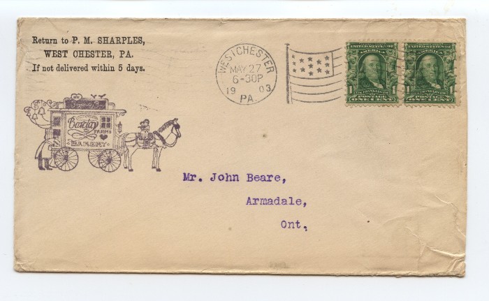 Mr. John Beare, Armadale, Ontario, postal cover