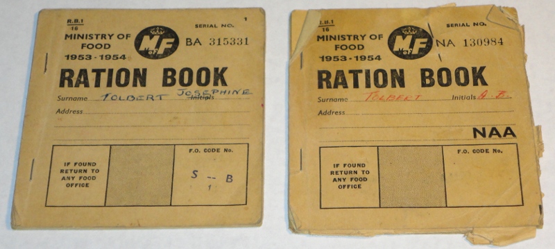 Ministry Of Food Ration Books, 1953 England