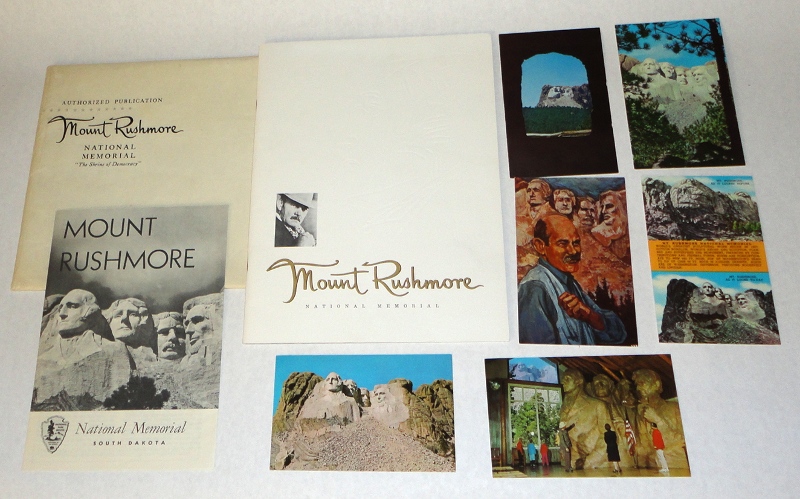 Mt. Rushmore National Memorial, 6  Postcards and the National Park Service brochure, Mt. Rushmore National Memorial Society of Black Hills