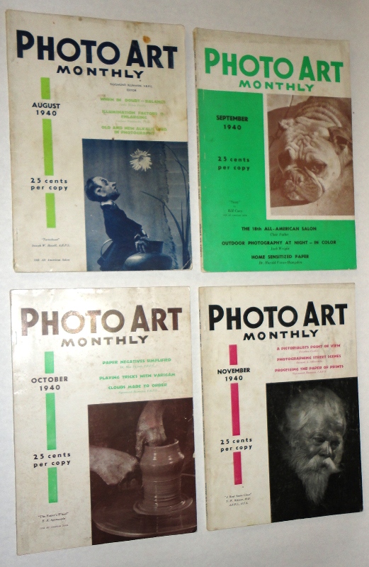 Photo Art Monthly for August, September, October and November, of 1940, 4 issues, Blumann, Sigismund, editor