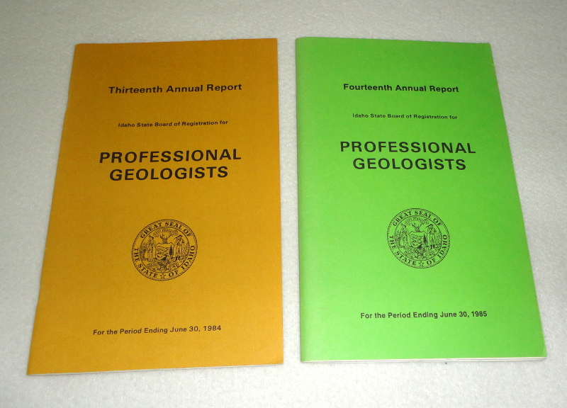 Thirteenth and Fourteenth Annual Reports Idaho State Board of Registration for Professional Geologists, 