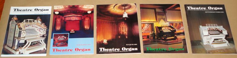 Theater Organ, 1991, 5 of 6 issues, McGinnis, Grace, Editor