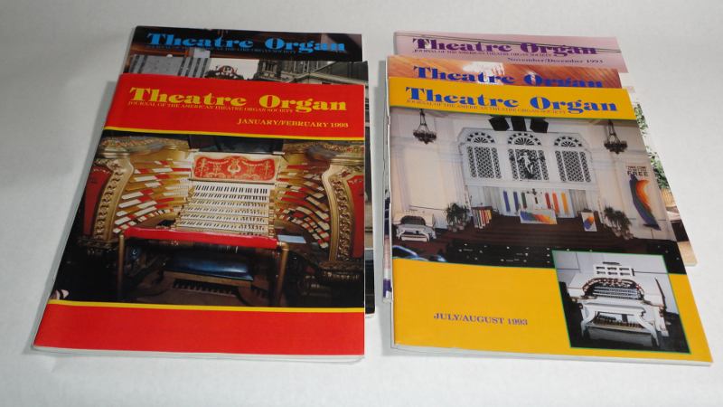 Theatre Organ Journal Of The American Theatre Organ Society 1993 6 issues complete, McGinnis, Grace, Editor