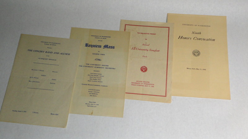 University of Washington School of Music 1946 ephemera