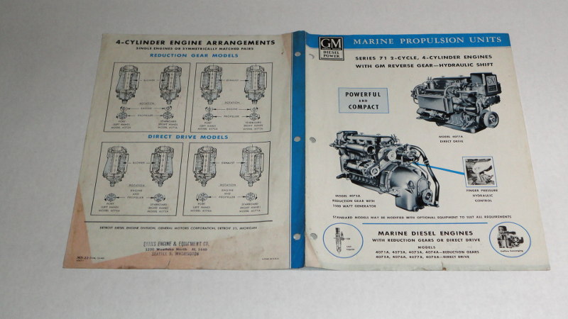 General Motors, GM Diesel Power Marine Propulsion Units Series 71 2-cycle, 4-Cylinder Engines