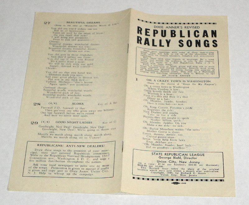 Dixie Anner's Revised Republican Rally Songs, Anzer, Richard C.