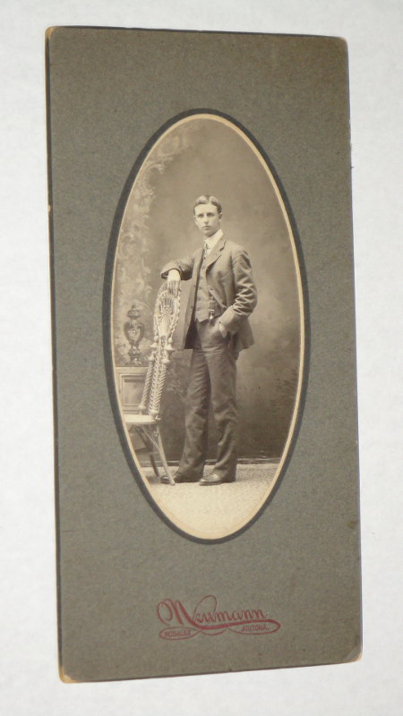 3 x 6.5 oval studio picture of a young man, Neumann, Photographer, Nogales, Arizona