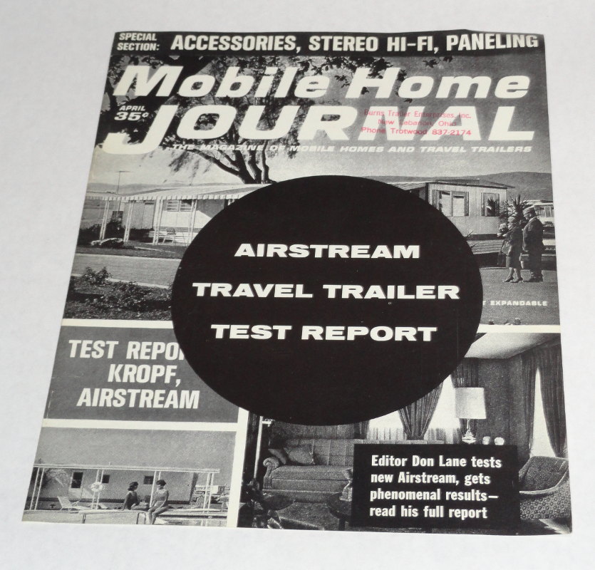Mobile Home Journal Airstream Travel Trailer Test Report, Circa 1960s